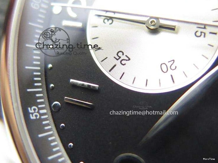 MIROTIME 0509 Minimalist Portuguese 40mm Chrono SS Black Dial On Black Leather Strap A 7382
